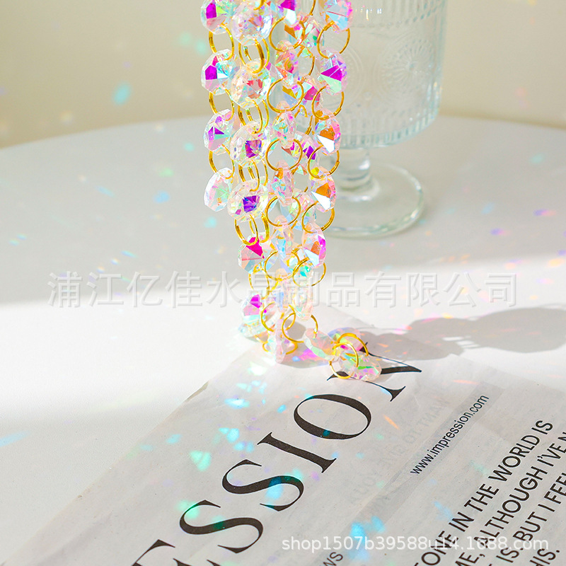 Fuente de fabricación de cortina de perlas de boda personalizada 14mm 16mm 18mm perlas de octogono de navidad decoración de cumpleaños cortina de perlas