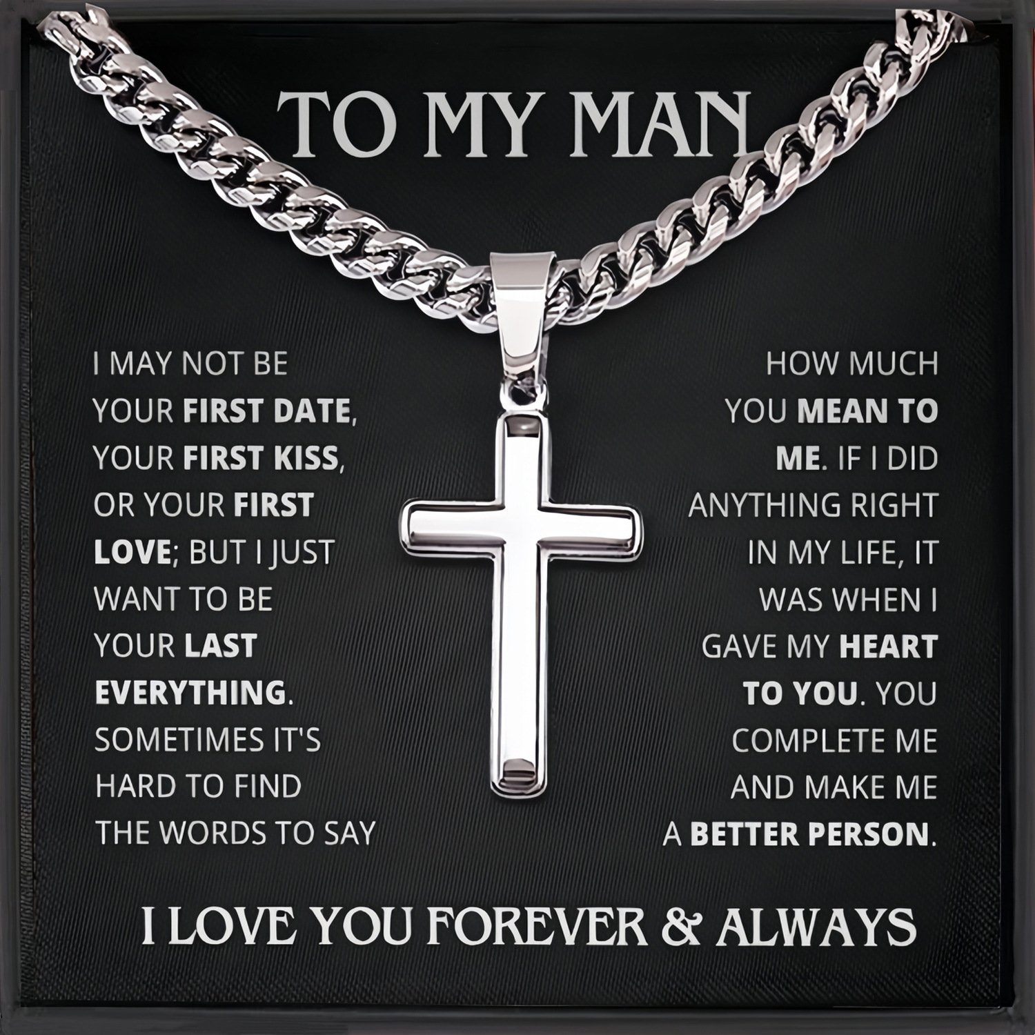 Neue Edelstahl kubanische Kette Kreuz Anhänger Geburtstagsgeschenk Schmuck Herren Halskette_voghion.com