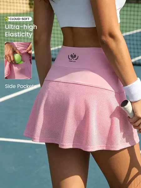 Cross-border women's quick-dry sports skirt, mesh breathable anti-exposure tennis skirt, golf outdoor training skirt-pants