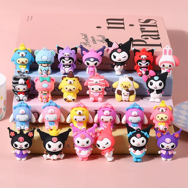 Cute Sanrio Keychain Pendant Cartoon Three-Dimensional Doll Kuromi Melody Accessories Car Key Pendant