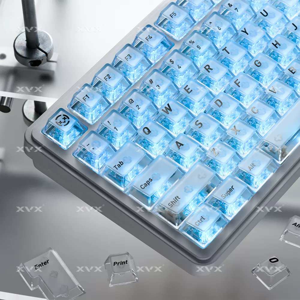 XVX正刻雾透键帽雾面透明磨砂透光PC原厂wooting小蜜蜂68/104键盘