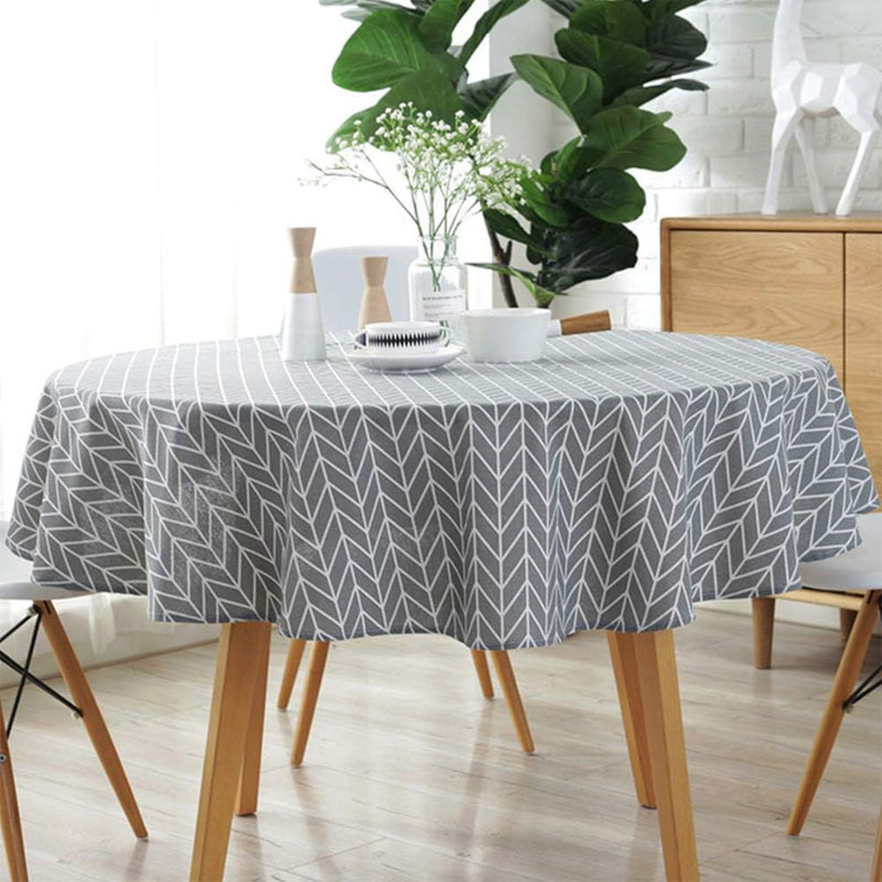 Nordic polyester cotton round dining tablecloth color triangle…