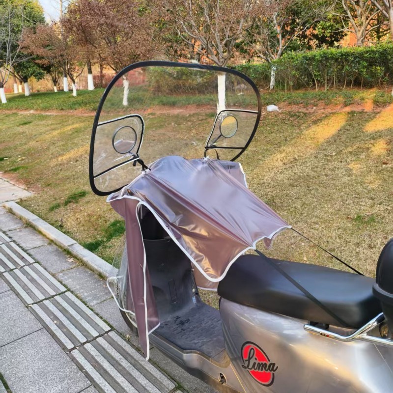 新しい電気自動車フロントフロントガラスサンシェードとレインカバーバッテリーオートバイオールシーズン防水透明フロントガラスセット|undefined