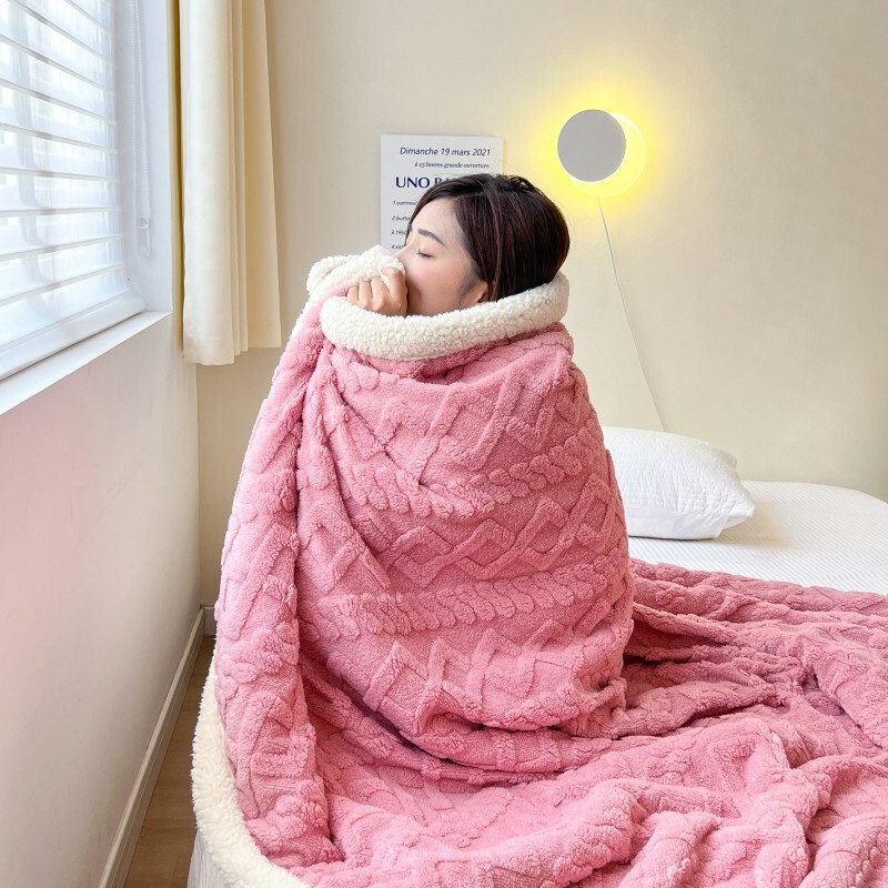ラムズウールブランケット冬厚みのある昼寝オフィスショールエアコンプラスベルベット小さなブランケットコーラルベルベットソファカバーブランケット|undefined