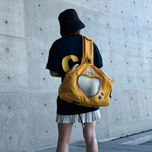 New Cross-border Amazon Cat Bag Outgoing Portable Backpack Breathable Canvas Cat Small Pet Large Handbag