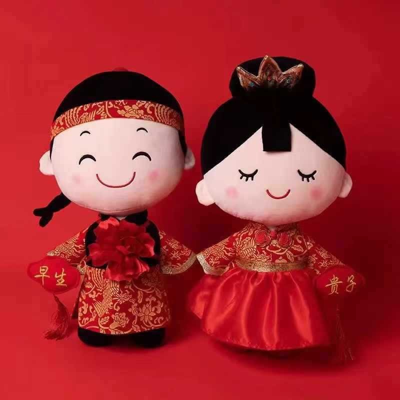 Muñeca de prensado para artículos de boda un par de regalos de boda muñeca de peluche de boda precoz decoración de la casa de boda
