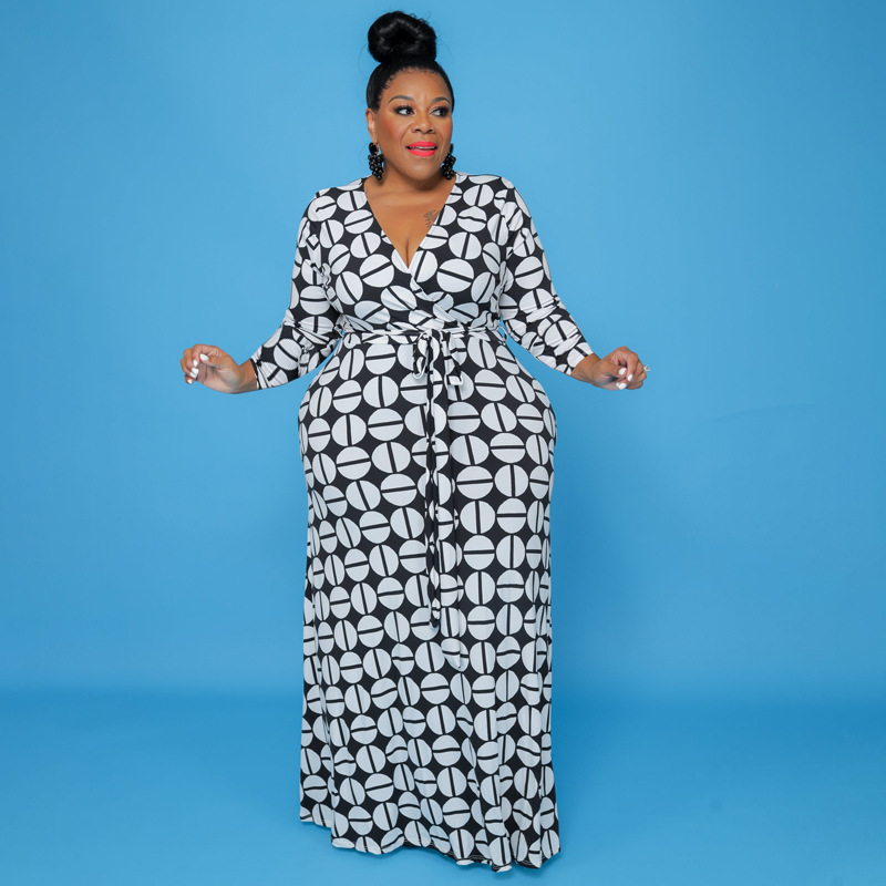 Swing Dress Streetwear Commute V Neck Long Sleeve Printing Maxi Long Dress Daily display picture 13