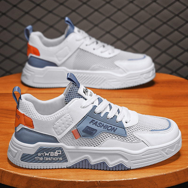Zapatos para Hombre, Primavera 2026, Nuevas Zapatillas Deportivas Transpirables de Malla, Versátiles, Casuales, con Suela Suave, que Aumentan la Estatura, Modernas, Blancas
