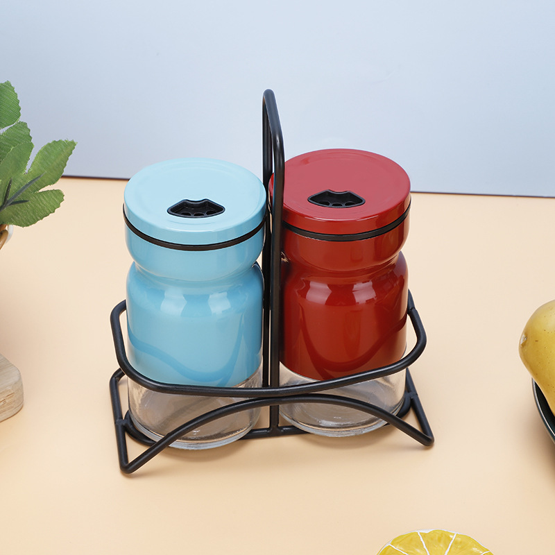 Suministro directo de fábrica de acero inoxidable cocina multifunción condimento botella de alambre barbacoa condimento tarro comino condimento botella traje