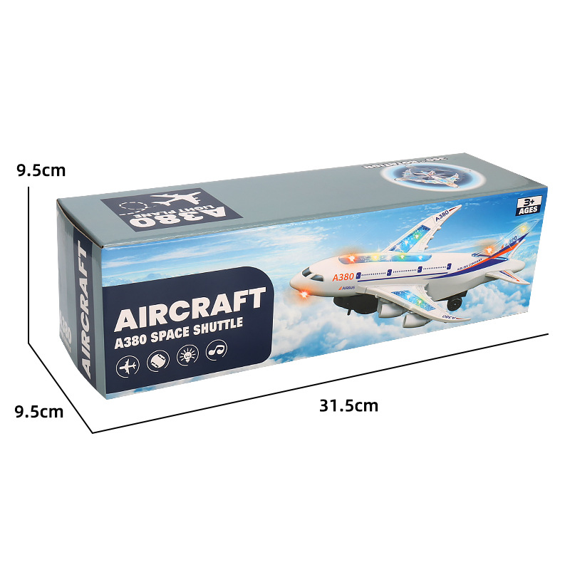 De los niños eléctrico universal colorido A380 aviones elevación espiral color música luz aire avión de pasajeros modelo puesto al por mayor