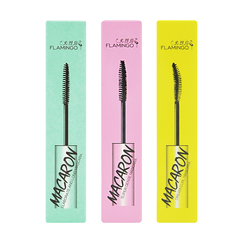 Flamingo macaroon mascara small brush head slender thick curled eyelash cosmetics manufacturers