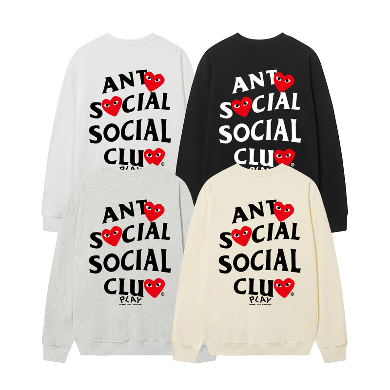Cross-Border European and American Trendy Brand Assc Collaboration Heart Letter Print Loose Crewneck Sweatshirt Unisex Loose Top Cross-Border European and American Trendy Brand Assc Collaboration Heart Letter Print Loose Crewneck Sweatshirt Unisex Loose Top