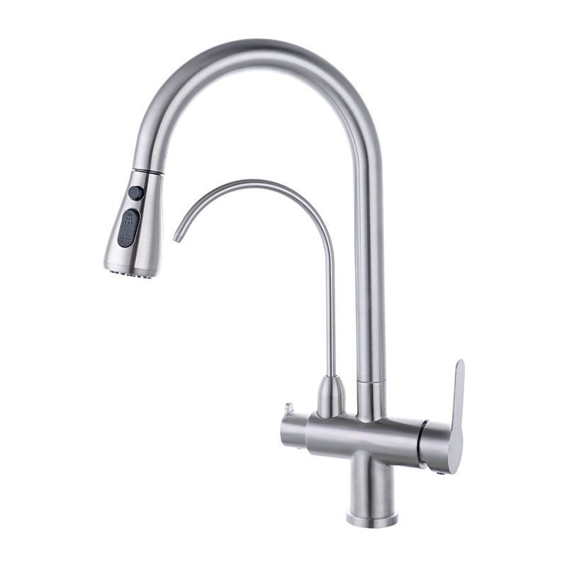 304 Stainless Steel Kitchen Faucet, Hot and Cold Retractable Splash-Proof Sink Faucet, Three-In-One 304 Stainless Steel Kitchen Faucet, Hot and Cold Retractable Splash-Proof Sink Faucet, Three-In-One