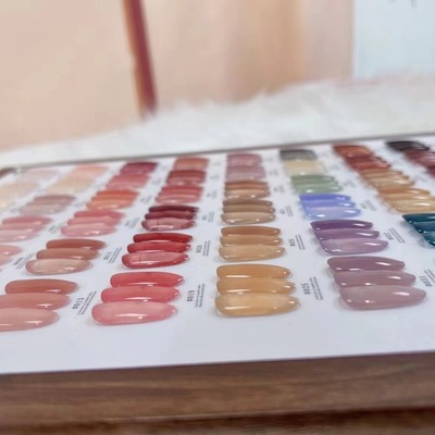 彩蔓妮48色夏日显白冰透水润冷茶甲油网红流行裸色玉脂胶套装