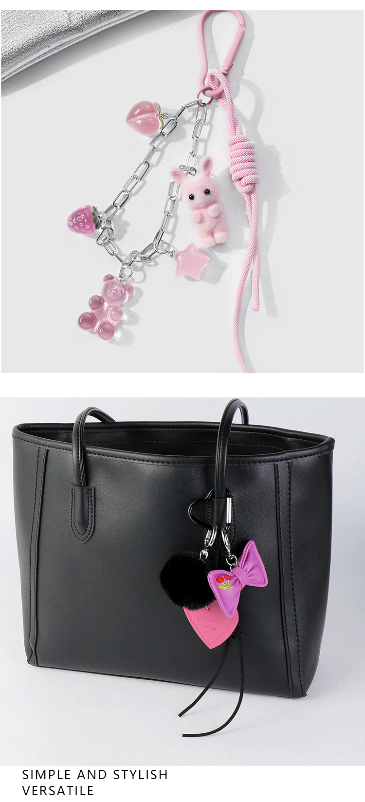 Cute Sweet Resin Plush Zinc Alloy Peach Bear Heart Shape Women's Bag Pendant Keychain display picture 2