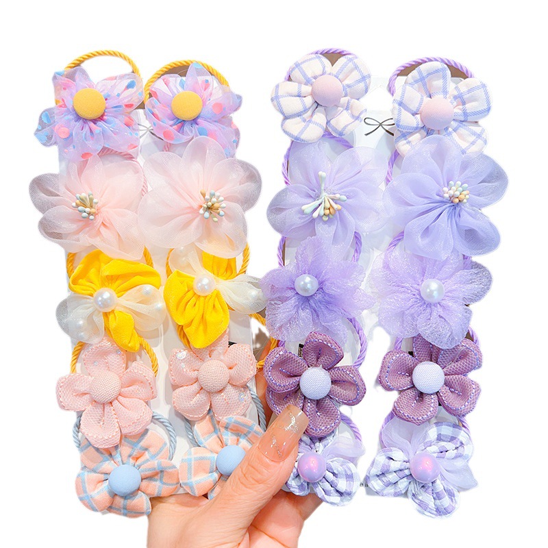 Nuevo traje de cuerda de pelo de flor de malla para niños no duele accesorios para el cabello anillo de pelo de bebé cuerda de lazo princesa tocado al por mayor