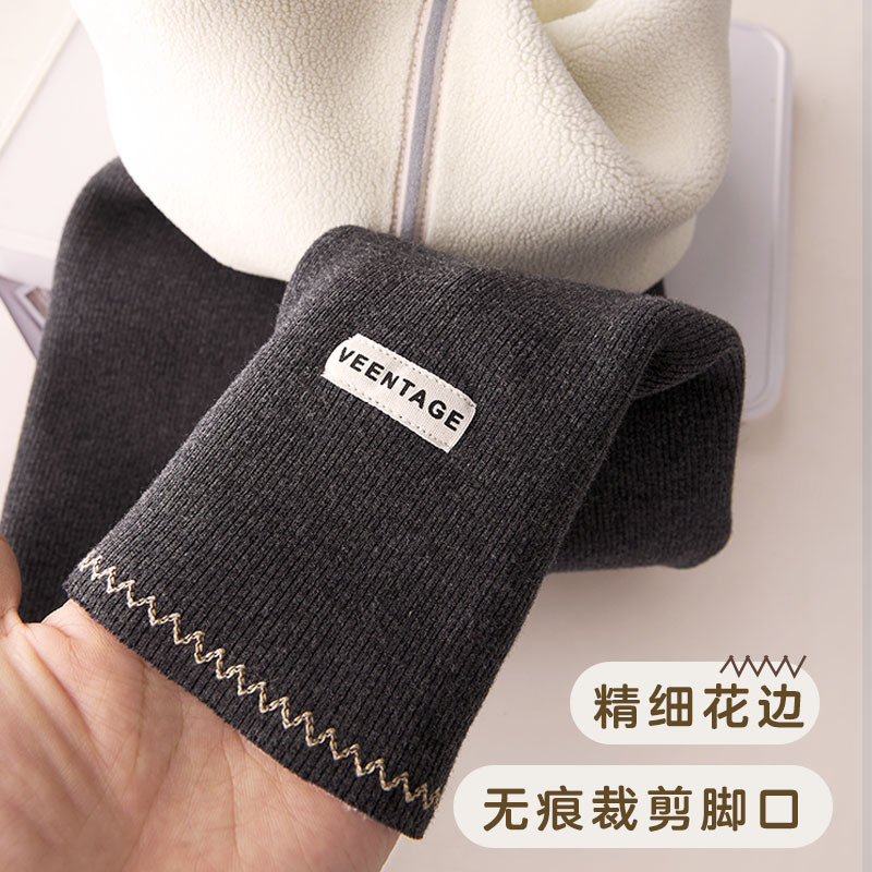 Children's fleece-lined leggings, autumn and winter style, pure cotton fleece, fashionable and thick, one-piece fleece pants for girls.