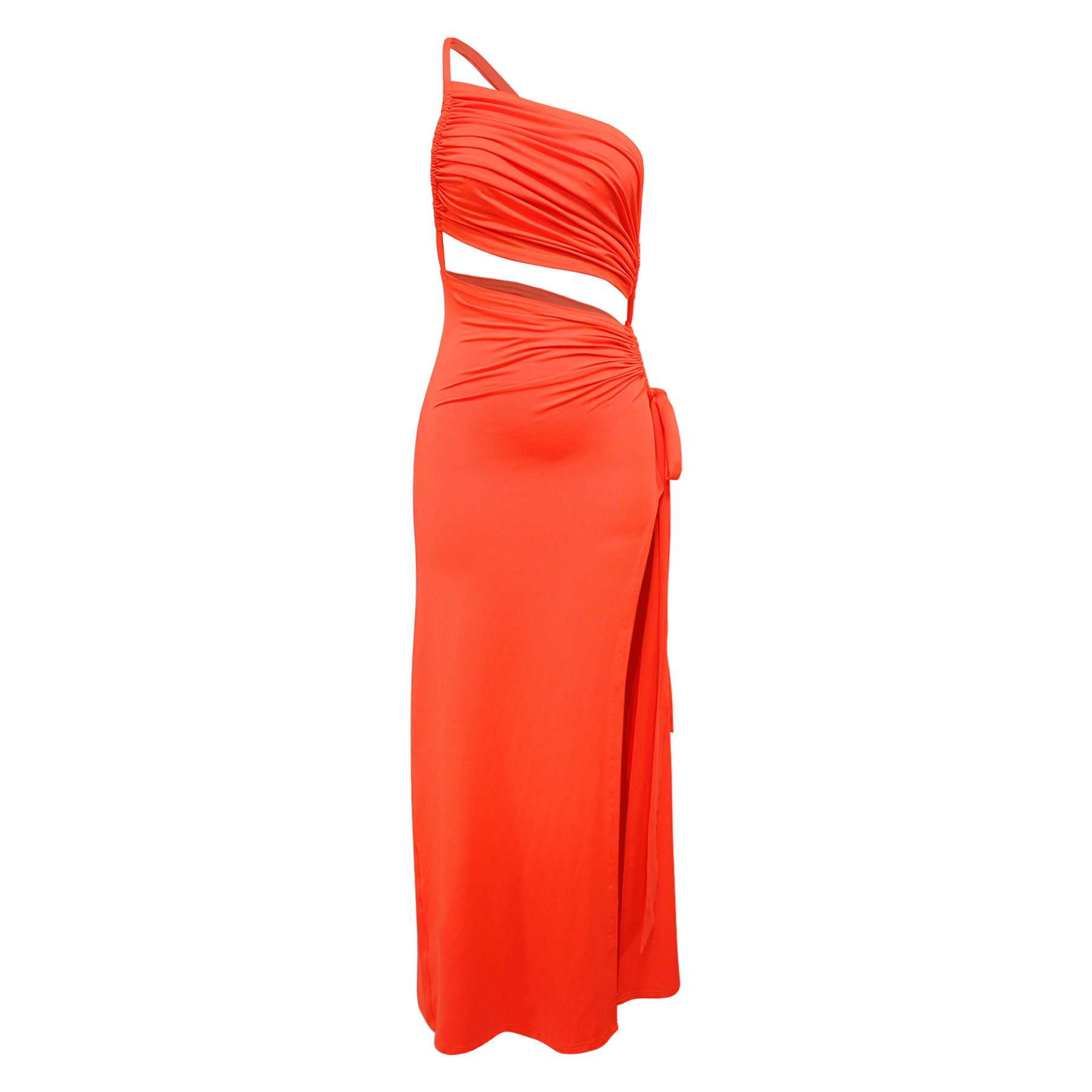 Women's Sexy Strapless Slit Dress Asymmetrical Neck Solid Color Fashion Dress for European And American Markets Cross Border E Commerce Amazon_ecoleips.com