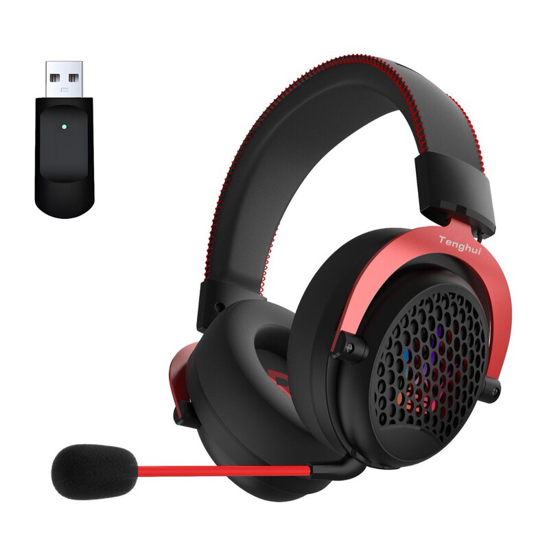 2.4Gワイヤレス+Bluetooth+仮想7.1 3モードヘッドマウントコンピュータゲームヘッドセットRGB eスポーツヘッドセット|undefined