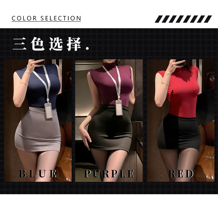 Feimu Secretary Costume Set with Top, Pencil Skirt, Thong and Badge — detail image 16