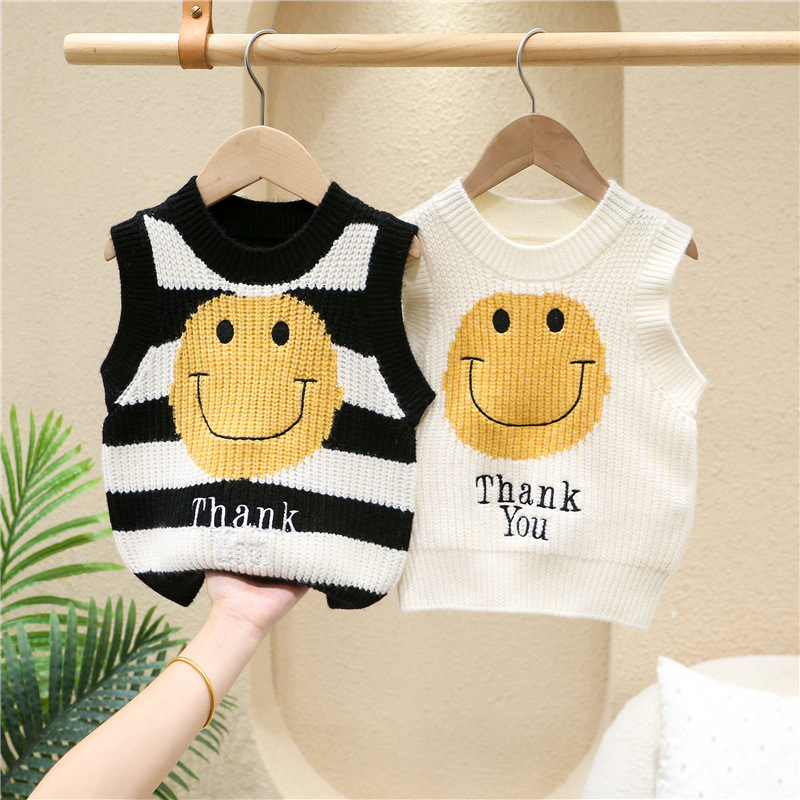 Girls' Spring and Autumn Vest 2025 New Style Children's Vest Trendy Popular Top Girls Knitted Pullover Sleeve