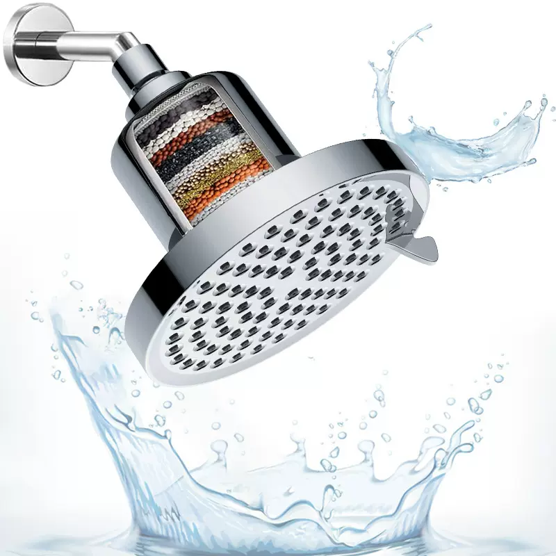 跨境美式暗装6寸顶喷层过滤7功能增压出水浴室莲蓬头淋浴花洒套装