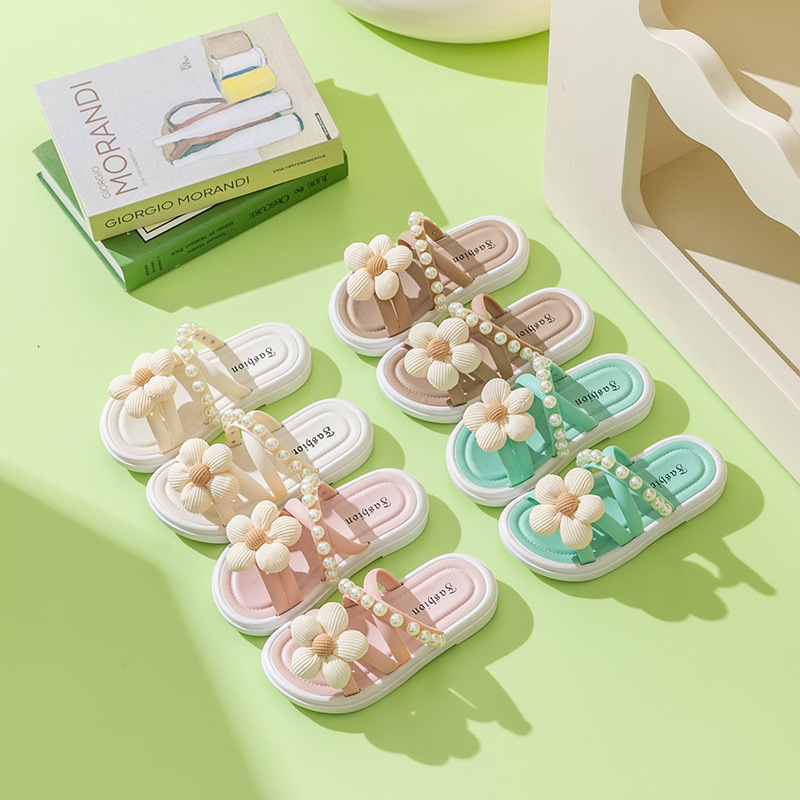 Children's thick soled floral slippers for women's summer wear. 2024 new fairy style dress with Roman sandals_voghion.com