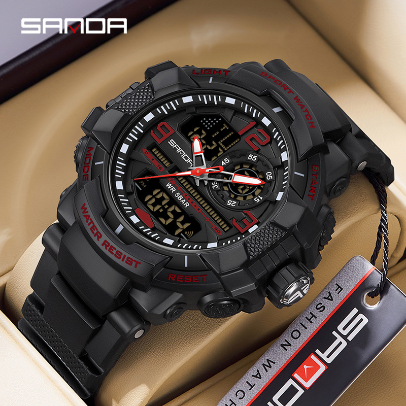 Sanda SANDA nuevo reloj electrónico para jóvenes montañismo moda luminoso reloj despertador impermeable 6130