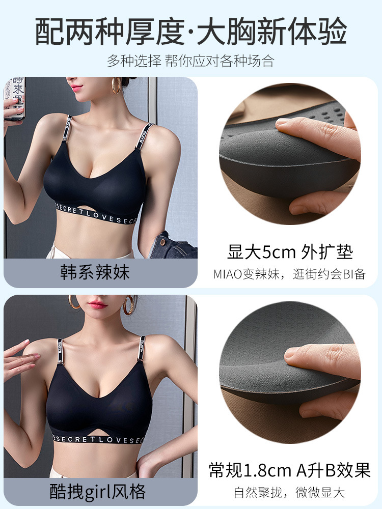 Estilo coreano chica caliente sexy gran Halter en forma de U belleza espalda expansión sin costuras ropa interior pequeño pecho empuje hacia arriba sujetador de cintura sin respaldo para las mujeres