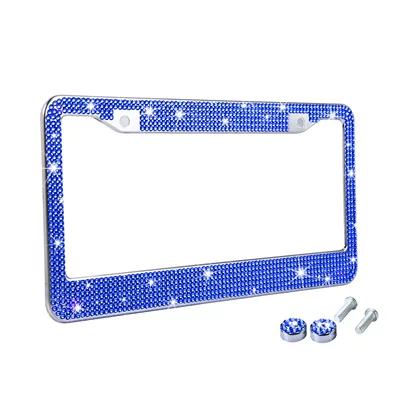license plate frame | License plate holder/license plate holder - round-hole-acrylic-diamond-royal-blue