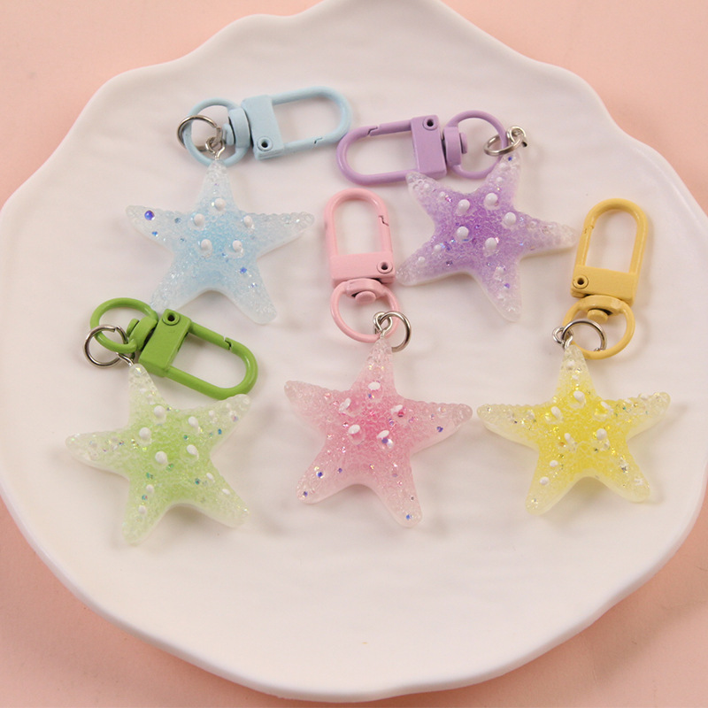 Gradient Glitter Colorful Starfish Keychain Ins Cartoon Girly Versatile Bag Pendant Accessory for Best Friends and Couples Gradient Glitter Colorful Starfish Keychain Ins Cartoon Girly Versatile Bag Pendant Accessory for Best Friends and Couples