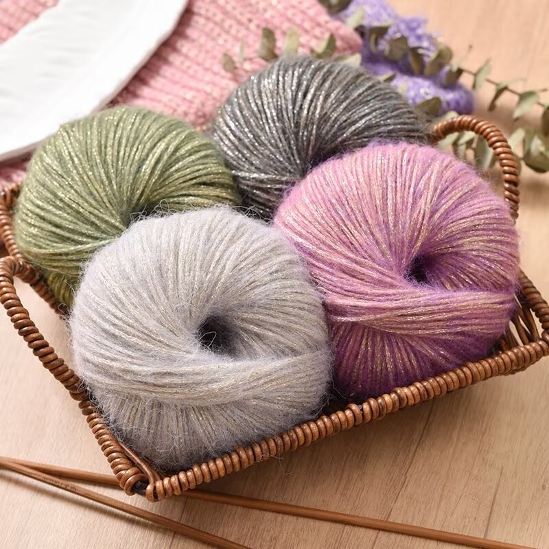 Xinghe Upgraded Glitter Long Hair Ma Hai Super Fine Wool Hand Knitted DIY Soft Fit Sweater Coat Scarf