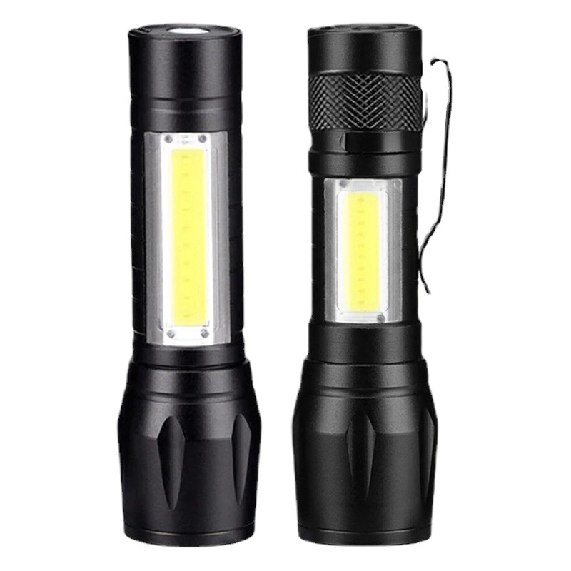 Aleación de aluminio mini linterna al aire libre fuerte luz recargable COB luz de trabajo telescópica zoom senderismo linterna USB