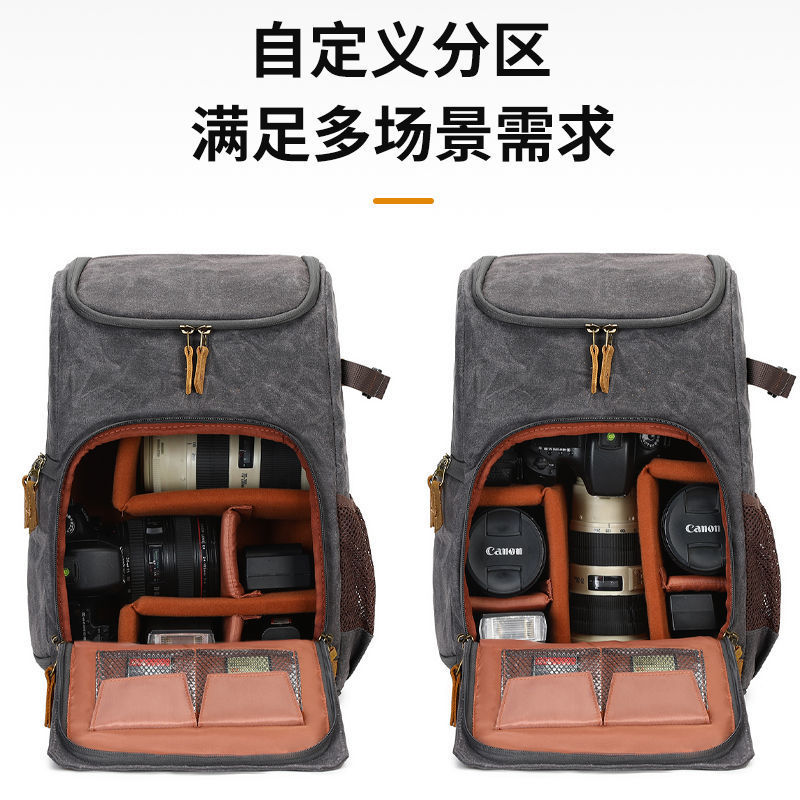 Q3Y 전문 방수 어깨 카메라 가방 복고풍 캐주얼 어깨 카메라 가방 캔버스 17 인치 컴퓨터 다기능 백