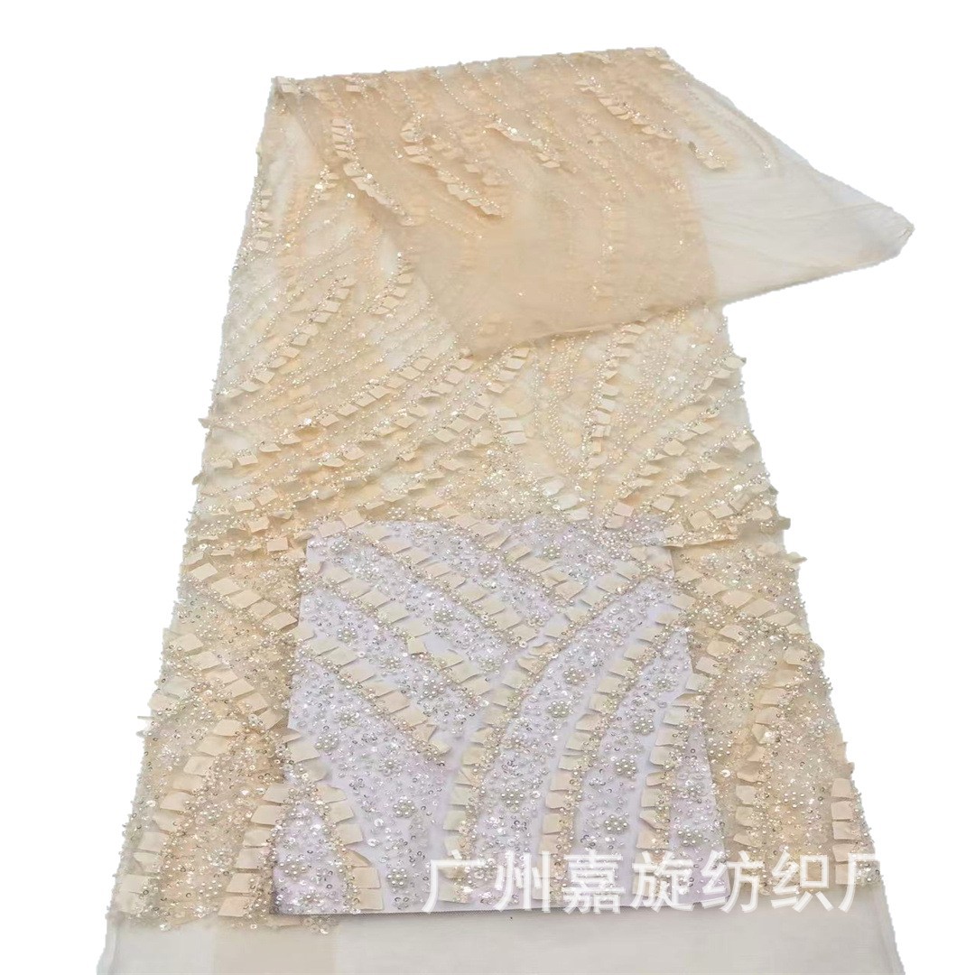 Tela de alta calidad para qipao de estilo chino, con bordado floral de lentejuelas cuadradas con láser de alta resistencia, tela para bordado de vestidos, encaje 3D.