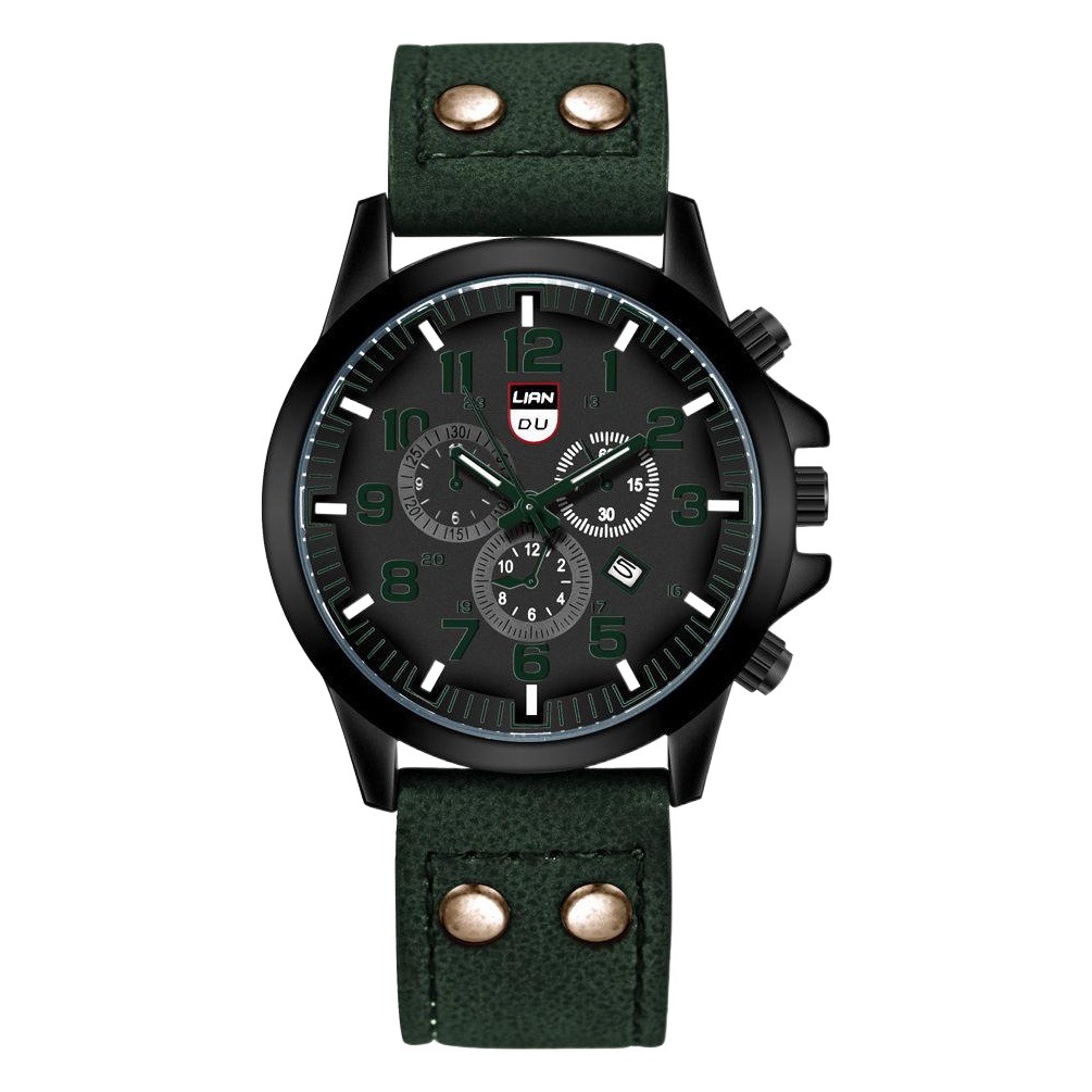 Reloj de Cuarzo LIANDU para Hombre, Diseño de Tres Esferas Falso, Correa de PU, Moderno y Casual, Venta por Mayor