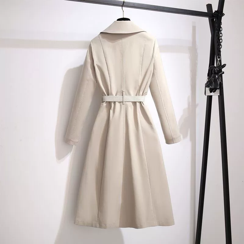 Длинное осеннее пальто-т trench coat, куртка, до середины длины, западный стиль, плюс размер, свободный крой, яркий запоминающийся стиль