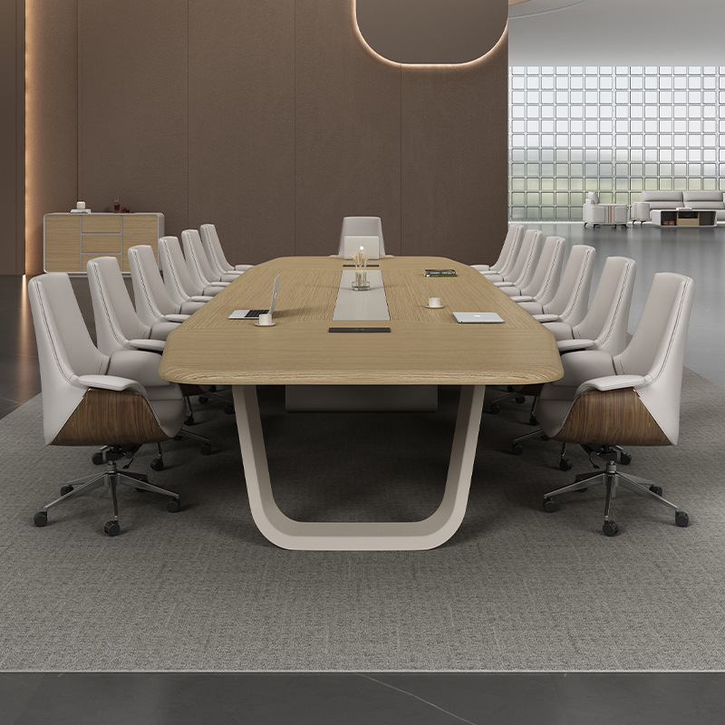 会議テーブルトレーニングオフィス家具プレート式長方形テーブルオフィス大型シンプル現代商談テーブルと椅子の組み合わせ