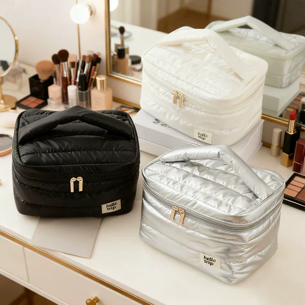 Cross-Border New Style Portable Cosmetic Bag for Women, Large Capacity Portable Travel Toiletry Bag, Cosmetics Storage Bag Wholesale