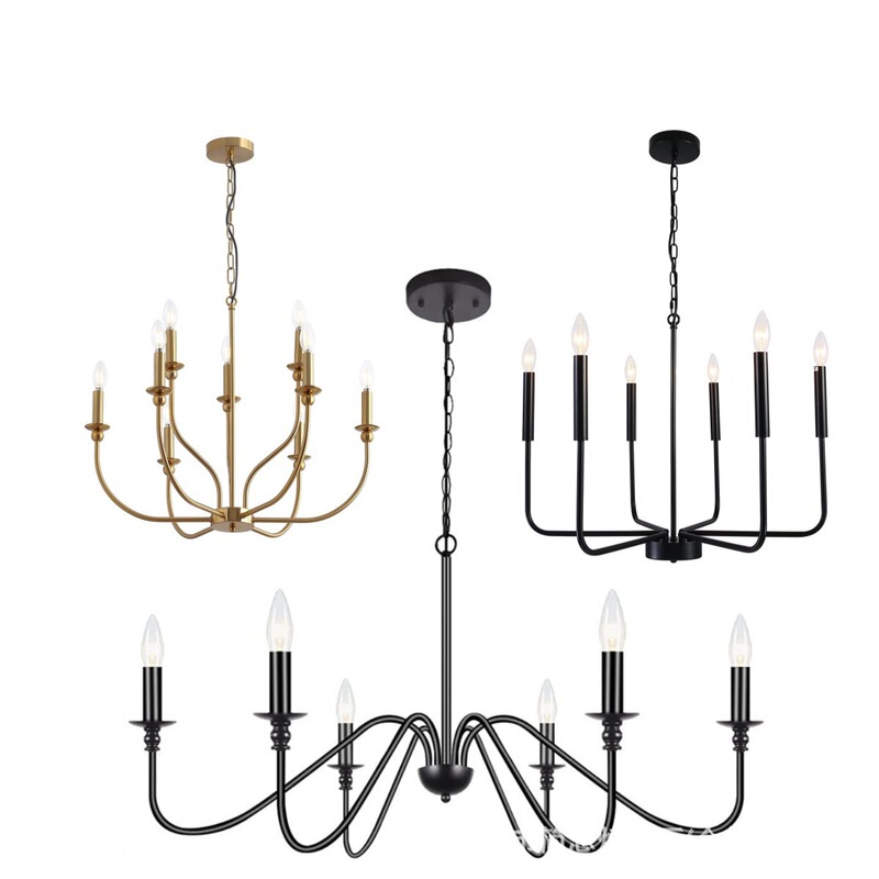 Modern Minimalist Light Luxury American-Style Wrought Iron Chandelier for Living Room, Dining Room, Bedroom, Study, Farmhouse, and Unique Candle-Style Lighting