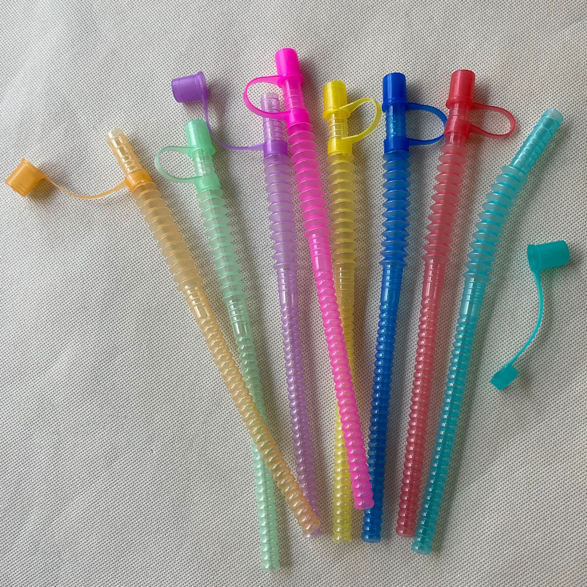 水波纹pe吸管彩色塑料吸管运动水杯波纹吸管批发