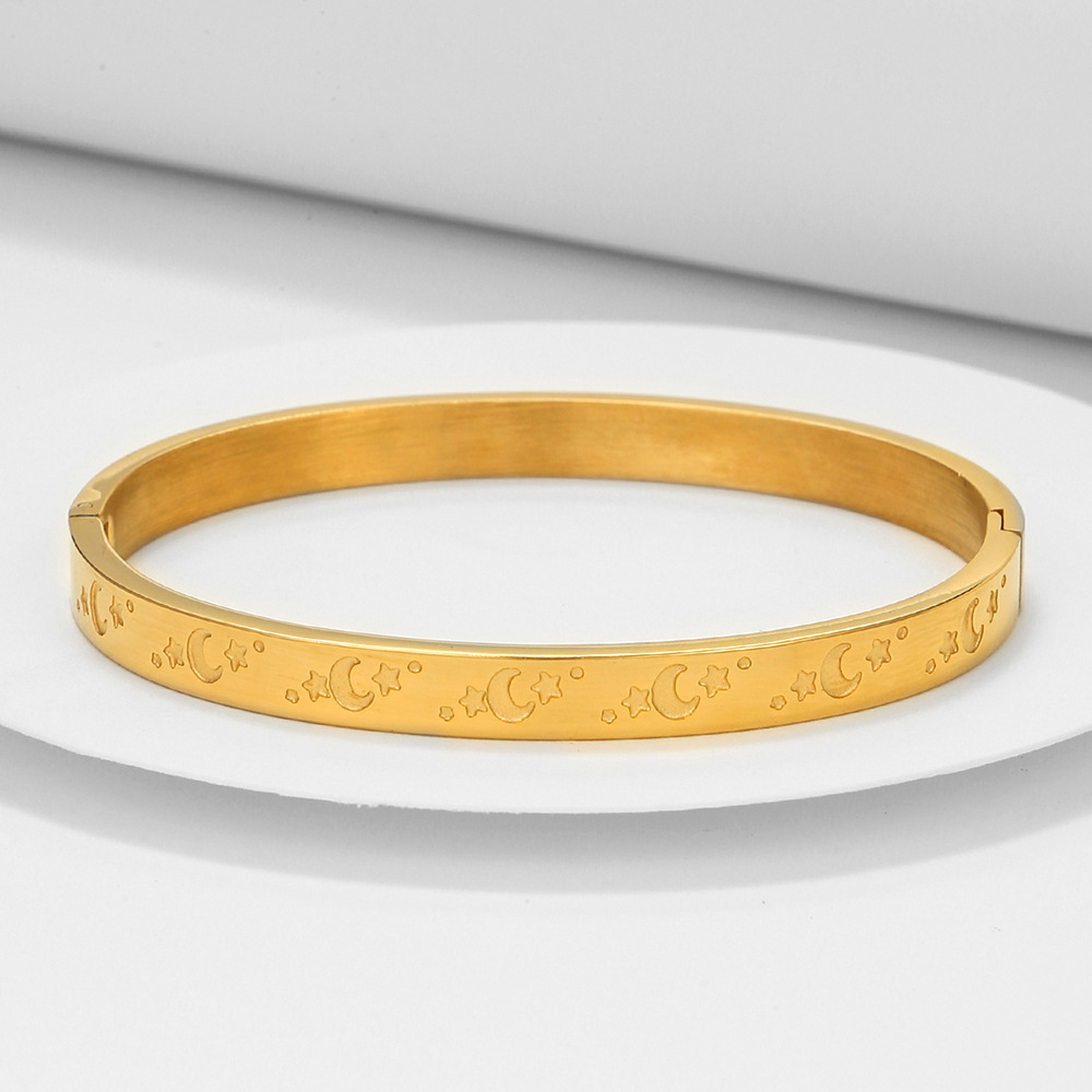 Simple Style Star Moon Titanium Steel Bangle Plating Stainless Steel Bracelets