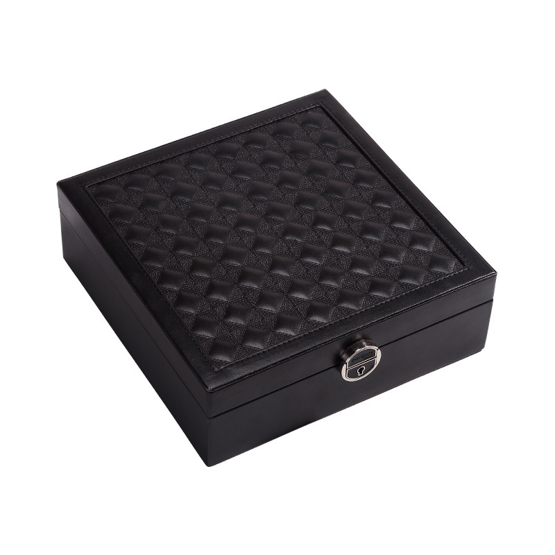 Caja de joyería de lujo ligera, caja de almacenamiento grande de PU, caja de joyería de alta gama con bordado, tipo cajón, para guardar pendientes y joyas.