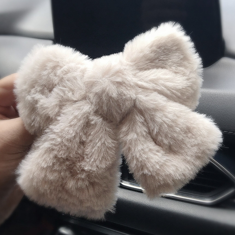 浅灰色-毛绒蝴蝶结