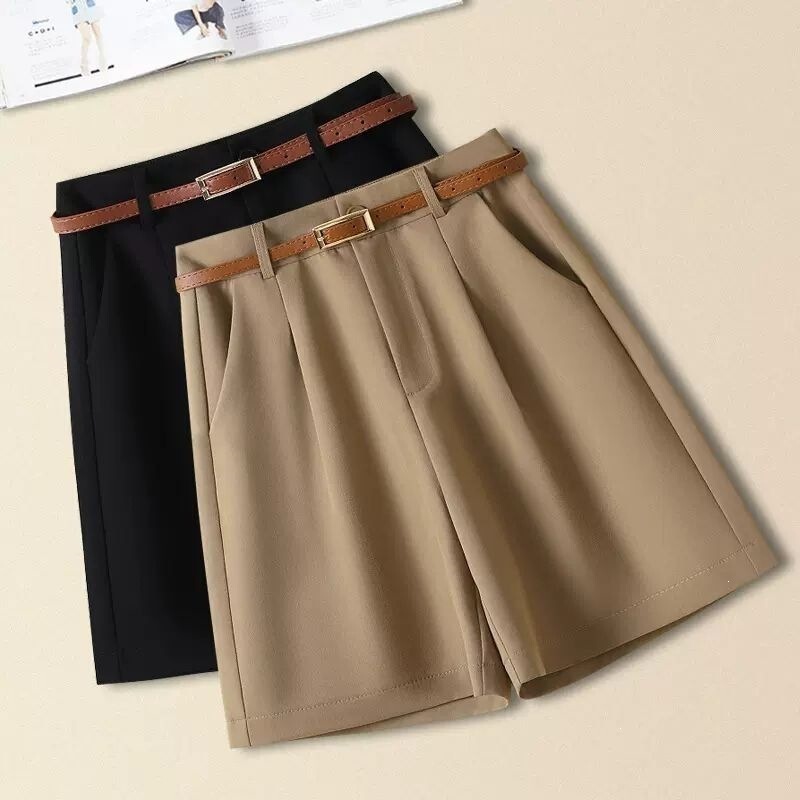 Women's Suit-Style Five-Point Shorts for Spring and Summer 2026, New High-Waisted Slimming A-Line Casual Versatile Five-Point Wide-Leg Pants Women's Suit-Style Five-Point Shorts for Spring and Summer 2026, New High-Waisted Slimming A-Line Casual Versatile Five-Point Wide-Leg Pants