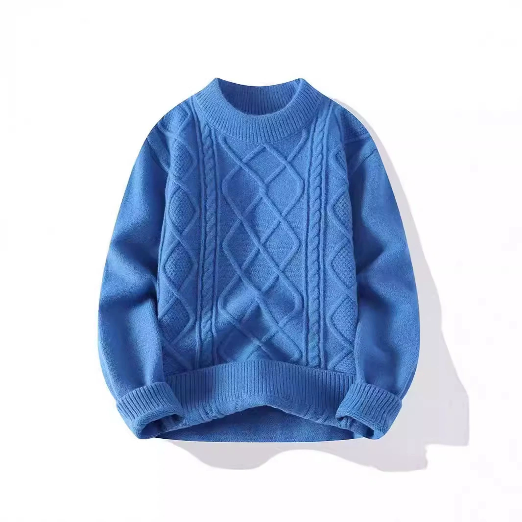 2024 осень-зима новый мужской пол-высокий воротник утолщенный вязаный свитер модный повседневный свитер молодежный свитер оптом