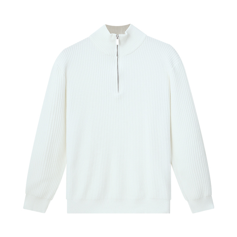Otoño y invierno de alta calidad semi-cremallera de cuello alto suéter de punto de viento perezoso hombre casual de moda cardigán chaqueta hombre