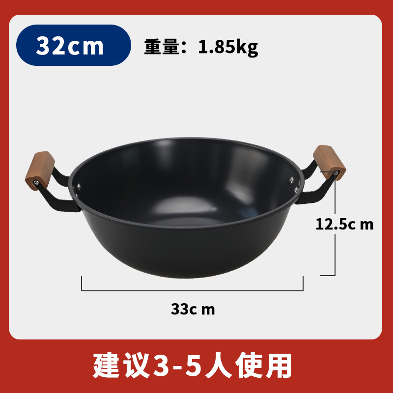El método antiguo profundiza la olla de hierro de doble oreja, la olla de hierro fundido, la olla de fritura doméstica, el guisado del norte, la mayoría de las olla no pegajosa