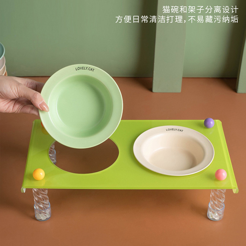 Nueva serie de macarón acrílico para gatos tazón para perros tazón para mascotas tazón de alimentos para alimentar y beber agua que osos Teddy
