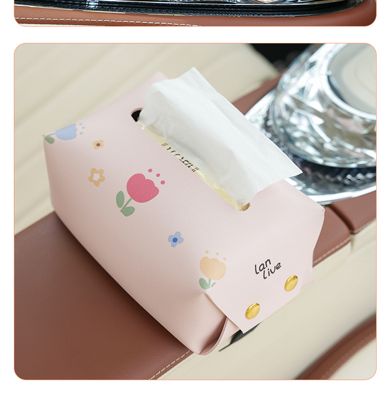 Creative Cute Car Tissue Box Leather Seat Hanging Multifunctional Paper Box Cartoon Car Interior Supplies
